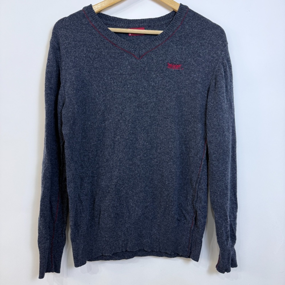 Levi's‎ Red Tab Wool Blend Sweater Mens Medium Slim Fit Heathered Dark Blue-Gray